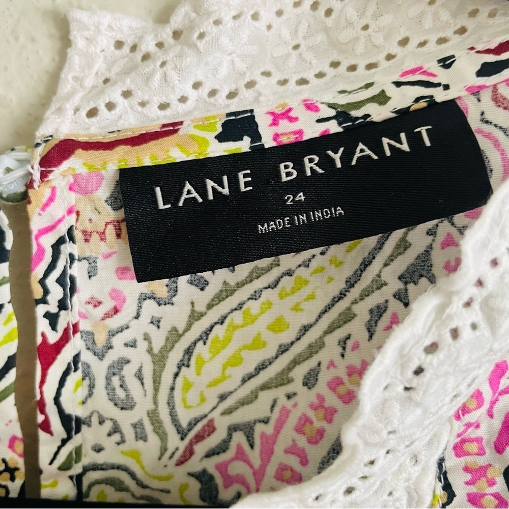 Lane Bryant Colorful Patterned Women's Top size 24 cottage-core 100% cotton chic - Picture 3 of 8